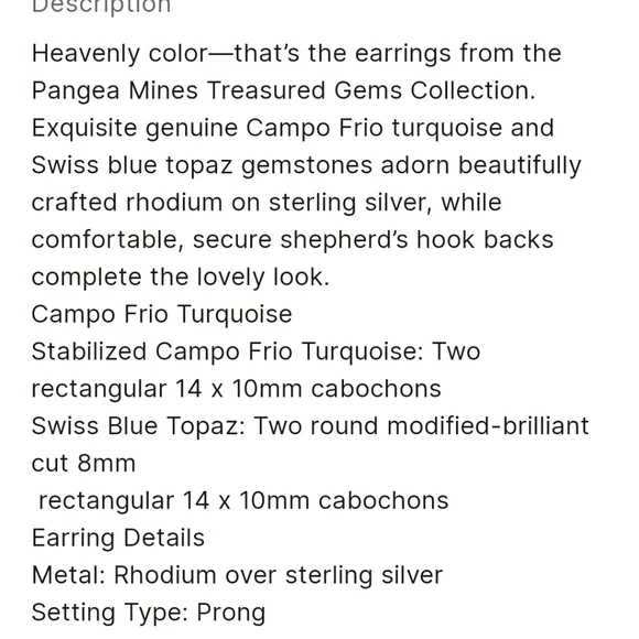 Campo Frio‎ Turquoise and Blue Topaz Sterling Silver French Hook Earrings